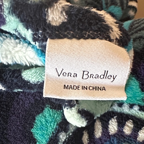 Vera Bradley Teal and Navy Floral Throw Blanket - Picture 2 of 4